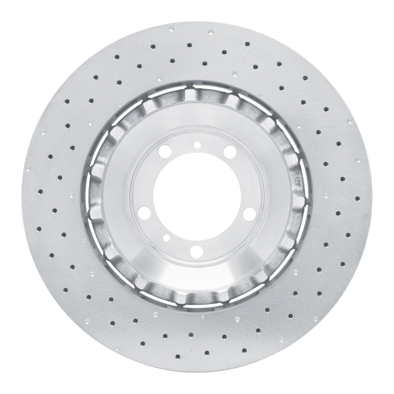 Porsche 911 Brake Rotor (1) - Left Front - R1 Concepts - Drilled Carbon Alloy GeoMET - `10-`11